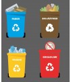 Jätteiden lajittelutarrojen sarja